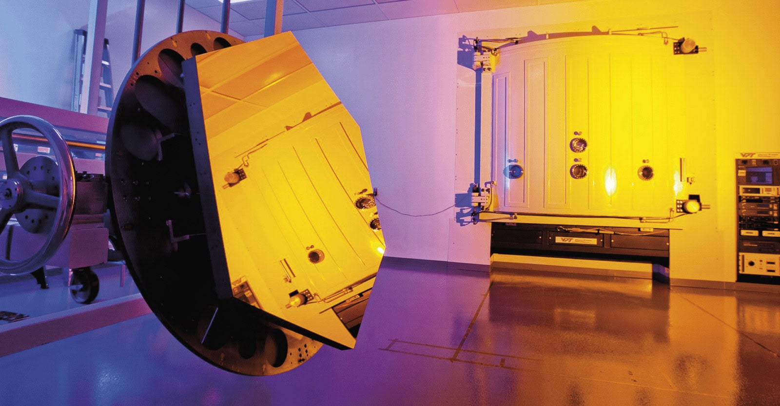 One of the James Webb Space Telescope's primary mirror segments coated with gold by Quantum Coating Incorporated.