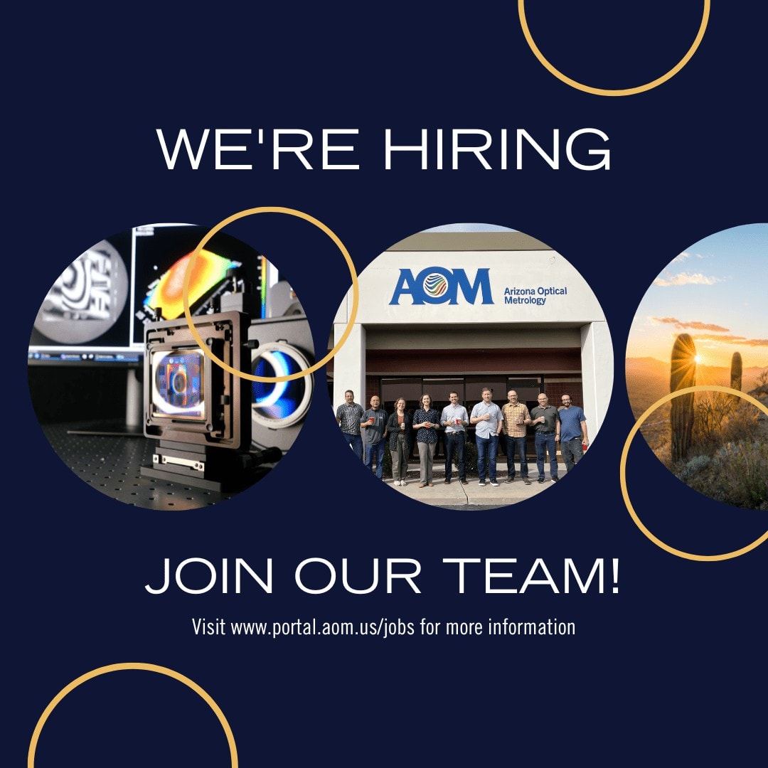 Graphic shows an image of a CGH, the AOM team in Tucson, and a desert scene with the words "we're hiring join our team!"